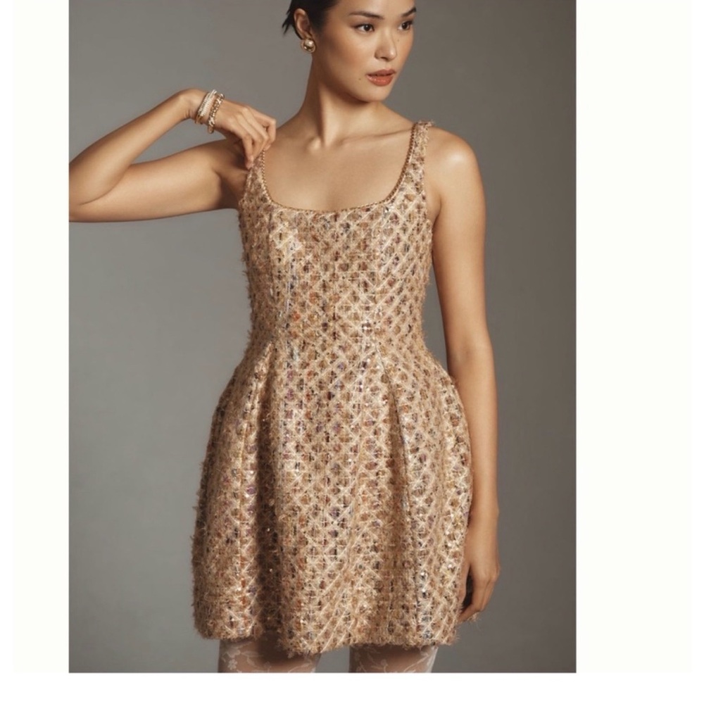 Anthropologie Maeve - Fit and Flare Mini Tweed Dress NWT Size 2